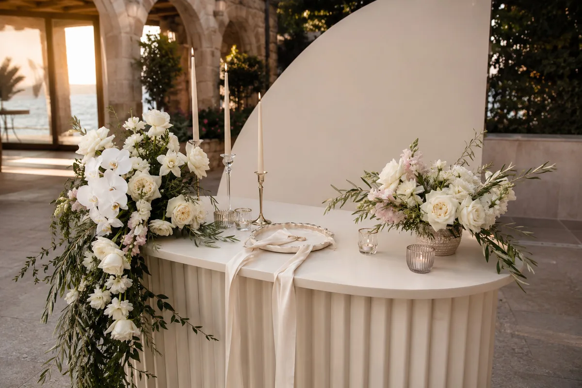 Modern tablescape where décor and practical setup must be priced together