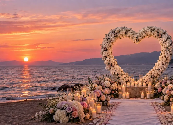 Beach marriage proposal setup in Antalya