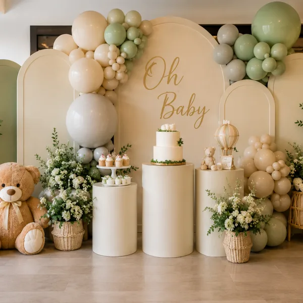 1 Baby shower karşılama dekoru
2 Baby shower oturma düzeni
3 Baby shower masa detayı
4 Baby shower hediye keseleri
5 Baby shower pasta masası
6 Solara ekip kurulum hazırlığı
