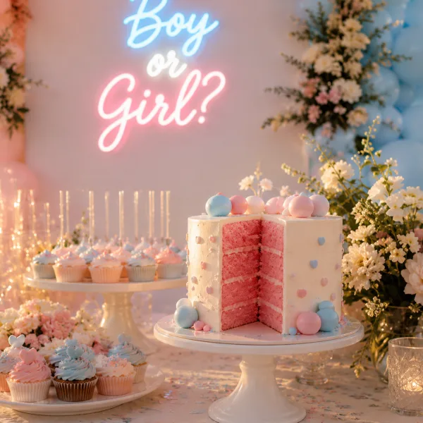 1 Gender reveal dekor alanı
2 Gender reveal pasta kesimi
3 Gender reveal konfeti anı
4 Gender reveal sürpriz kutusu
5 Gender reveal pasta detayı
6 Solara ekibi dekor kurulumu