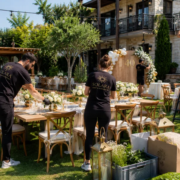 1. Antalya villa doğum günü masa düzeni
2. Yetişkin doğum günü dekorasyon alanı
3. Canlı müzikli doğum günü etkinliği
4. Özel tasarım 40 yaş doğum günü pastası
5. Şık doğum günü lounge ve oturma alanı
Ekip. Solara Event organizasyon kurulum ekibi