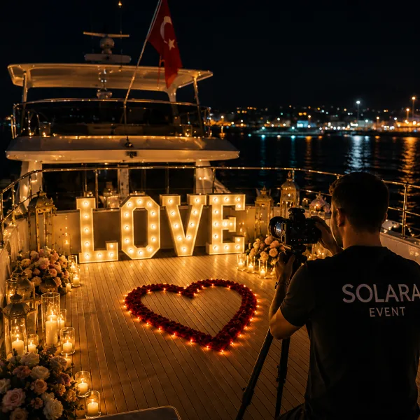 1. Antalya yatta yıldönümü organizasyonu
2. Yat güvertesinde romantik dekor
3. Evlilik yıldönümü pasta sunumu
4. Solara Event yat kurulumu